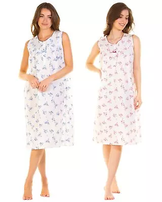 La Marquise Nightie Ladies Poly Cotton Sleeveless Woven Lightweight Nightdress • £15.99