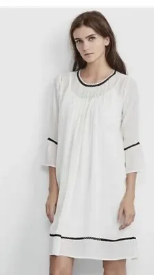 Velvet By Graham And Spencer Caia Pintuck Viscose Tunic Dress Lace White Size M • £25