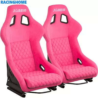 1Pcs Pink Car Sport Bucket Racing Seat Set Breathable Mesh Fabric Fiberglass • $299.99