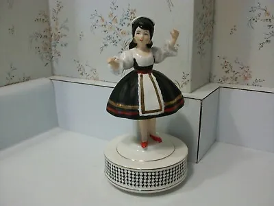 $9.99 • Buy Vintage Schmid Brothers Rotating Musical Box Ceramic Italian Girl Figurine Japan
