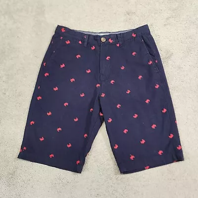 Merona Shorts Mens 28 Blue Chino Baltimore Crab Print Cotton Ten Inch Inseam • $17.99