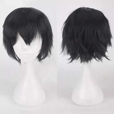 28cm Blonde White Black Straight Synthetic Wig Cosplay Unisex Full Hair Wigs • $14.34