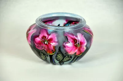 Charles Lotton Pink Multi Flora Bowl - Iridescent Interior - Signed 1986 • $2295