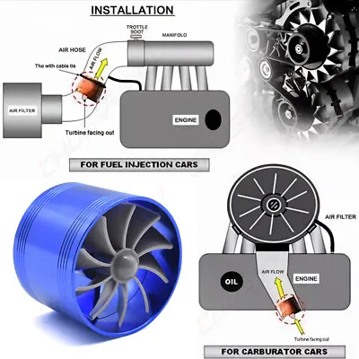 CHU Turbine Air Intake Fuel Gas Saver Fan System Turbo Supercharger Universal • $13.99