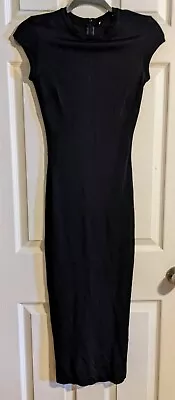 Zara Black Midi Dress XS/S Bodycon Cap Sleeve Classic Chic Cocktail Party • $26.24