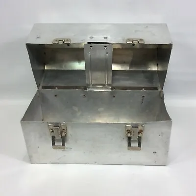 Vintage Miner's Metal Lunch Box Riveted Divider Intact Mid Century Aluminum • $120