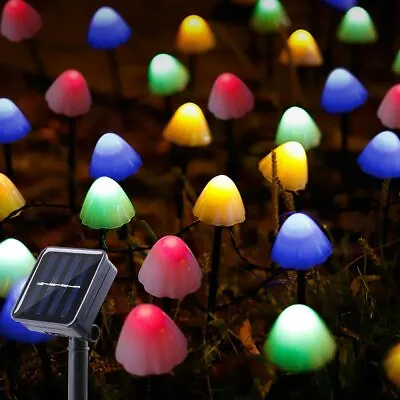 £9.99 • Buy Garden Solar Powered Lights Mushroom String Ground LED Patio Stake Walkway Lamp