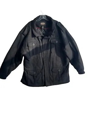 Guide Gear Coat Wool Blend Jacket Black 3XL Zip & Button Closure Lined EUC • $45.69