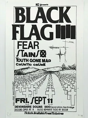 $14.95 • Buy Black Flag Fear Stains At Devonshire Downs In La Punk Rock Concert Poster
