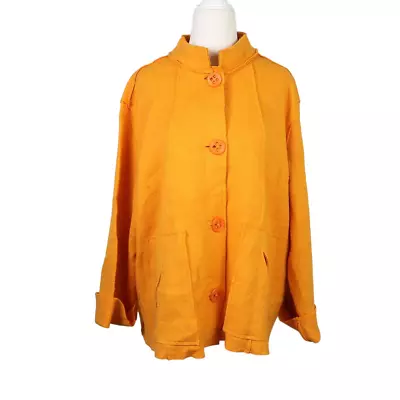 Coldwater Creek Marigold Yellow Wool Blend Knit Jacket 1X • $36