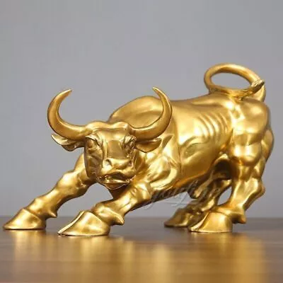 Wall Street Bronze Bull Statue Wall Street Charging Bull Sculpture Home Decor • $226