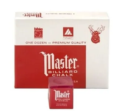 Master BURGUNDY Pool Cue Q Stick Chalk Doz. Box 12-Pack 1 Dozen 12 Ct. Burgandy • $9.89