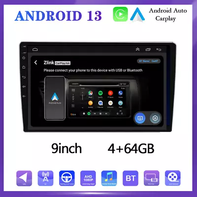 9inch Android13 64G Wireles Carplay Auto GPS Navigation Car Stereo Player GPS BT • $70.29