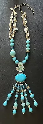 Chico’s Abalone & Faux Turquoise Long Beaded Necklace • $12.95