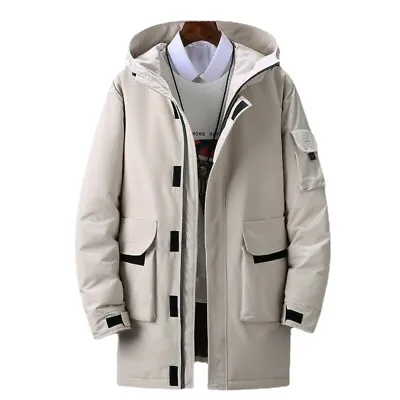 Men Hooded Duck Down Warm Long Jacket Thermal Parka Coat Outerwear Overcoat Tops • $69.99