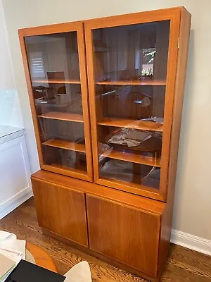 Mid Century Omann Jun Model #10 Danish Teak And Glass 2 Door Cabinet • $1799.99