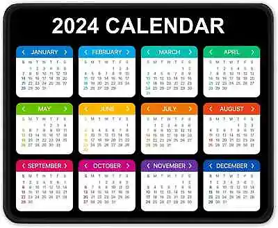 2024 Calendar Mouse Pad Square New Year 2024 Mousepad Black • $13.49