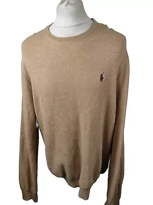 Mens Polo Ralph Lauren Sweatshirt Jumper Top Beige XL 50 Chest • £29.95