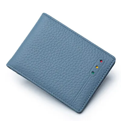 Christmas Gift Mens Genuine Leather Bifold Wallet RFID Minimalist Card Holder  • $7.58