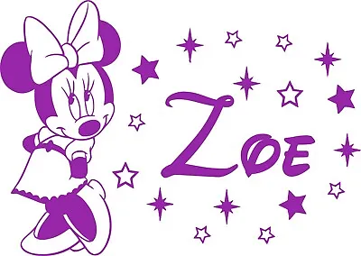 Personalized Girl Name Wall Decal Minnie Mouse Vinyl Decal Sticker Nursery ZX57 • $21.99