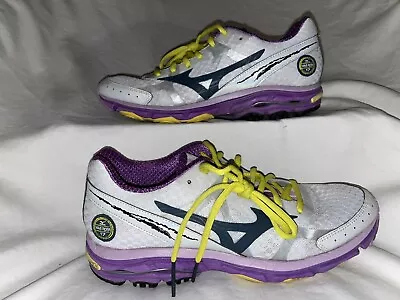 Mizuno Wave Rider 17 2A White Gray Purple Womens 8.5 2A (Narrow) Running Shoes • $35.95