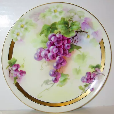 Vintage A. Lanternier & Co. Limoges Flowers & Purple Grapes Plate 8 1/2  • $16.95