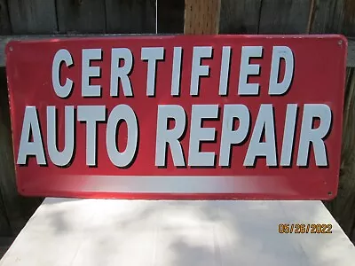Vintage 1970s1980s Gas Station  Certified Auto Repair   Embossed Sign; 35 X17  • $49