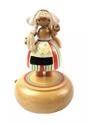 Vintage Schmid Dutch Girl Wooden Figural Rotating Music Box 6  • $29.95