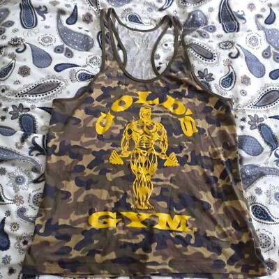 £3.99 • Buy Gold's Gym Muscle Joe Stringer Vest (Camo Green) 