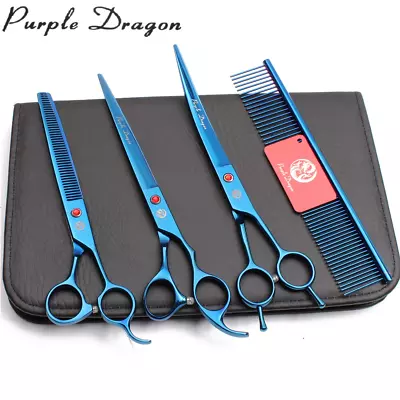 8  Stainless  Blue Grooming Shears Straight Scissors Thinning Shears Curved Shea • $15.03