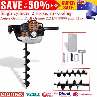 Auger Ground Drill Orange 52cc Petrol Post Hole Digger Earth Borer Spiral Drill • $459.69