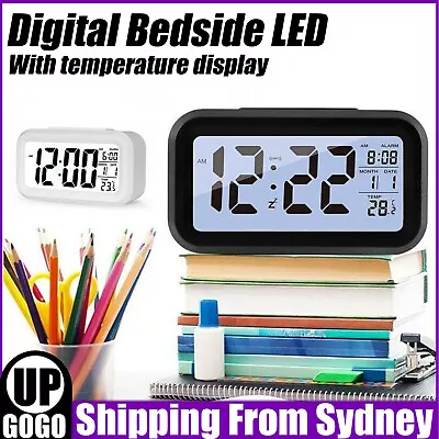 LED Digital Bedside Snooze Alarm Clock Time Temperature Day/Night Desktop Clocks • $3.99