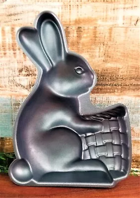 Easter Bunny Rabbit With Basket Cake 3-D Metal Cast Baking Pan Jelly Mold USA • $25