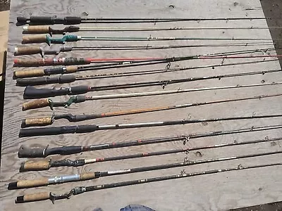 Lot Of (15) Vintage Antique Spinning Baitcasting Fishing Poles Rods  • $1