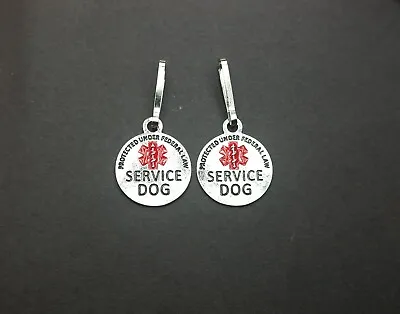 2pc Set Service Dog Tags Therapy Dog ID Sturdy Clasp Quick Clip On/off Fast Ship • $11.99