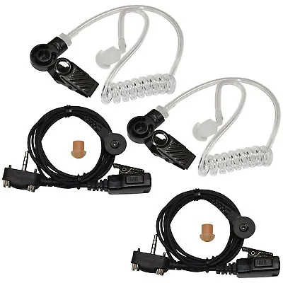 2-Pack HQRP Hands Free Headset Acoustic Tube Earpiece & PTT Mic For Vertex Radio • $26.45