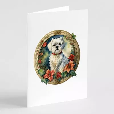 Maltese Christmas Flowers Greeting Cards Pack Of 8 • $16.99
