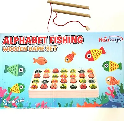 Haktoys Wooden Fishing Game Alphabet Sorting Puzzle Magnetic Montessori Letters • $29.99