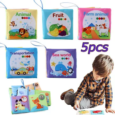 5Pcs Toddler Baby Washable Sensory Toys Infants Cloth Book Kid Early Educational • £7.89