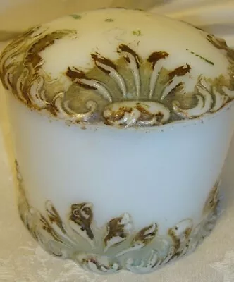 Vintage Covered Vanity Trinket Box- Painted Milk Glass- Round Powder Jar      38 • $8.99