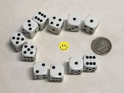 Small 12mm Opaque White With Black D6 Dice X 11 NEW Six Sided Die • $5.99