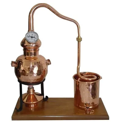 Classic Copper Still 0.7L With Thermometer And Wooden Base • $150