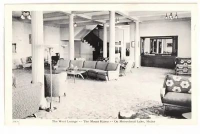 C1940 PC: Interior Of West Lounge – Mount Kineo Hotel – Moosehead Lake Maine • $9.95