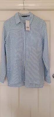 Ladies Dorothy Perkins Blue/White Striped Long Sleeved Blouse Size 12 • £4