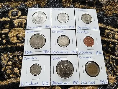 Colombia : Collection Of 9 Different Circulated Coins - Vi • $1.29