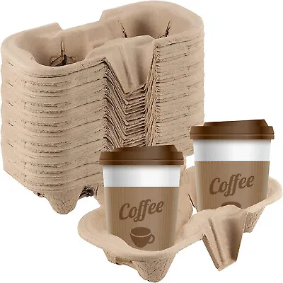 2 Cup Carry Trays Takeaway Cup Holders Cardboard Per 205090100200 300 600 • £6.17