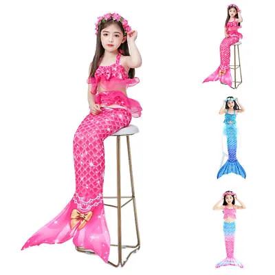 £17.16 • Buy Kids Girls Halter Swimsuit Mermaid Tail Set Swimwear Swimming Costumes Beachwear