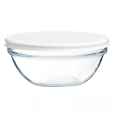 6x Luminarc Empilable 12cm Tempered Clear Glass Mixing Bowls Lids Fridge Storage • £15.99