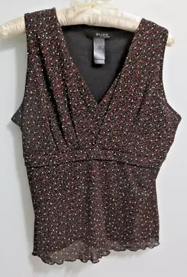 NWOT Studio By Liz Claiborne Sleeveles Top - Tiny Dot Design Petite Large • $9.95