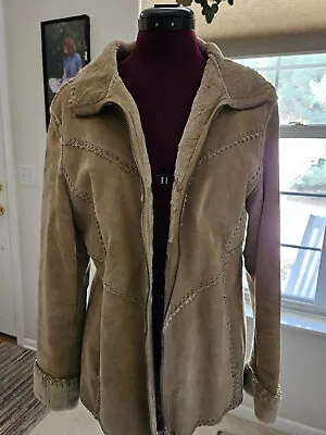 Vintage WINLIT Suede Leather Penny Lane Faux Fur Jacket Coat Size Medium • $45